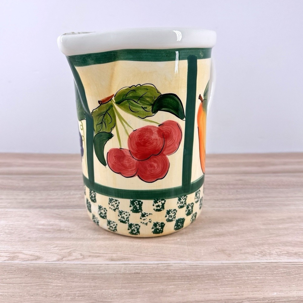 Young's Inc Hand Painted Fruit Ceramic Creamer Pitcher Country Kitchen Decor